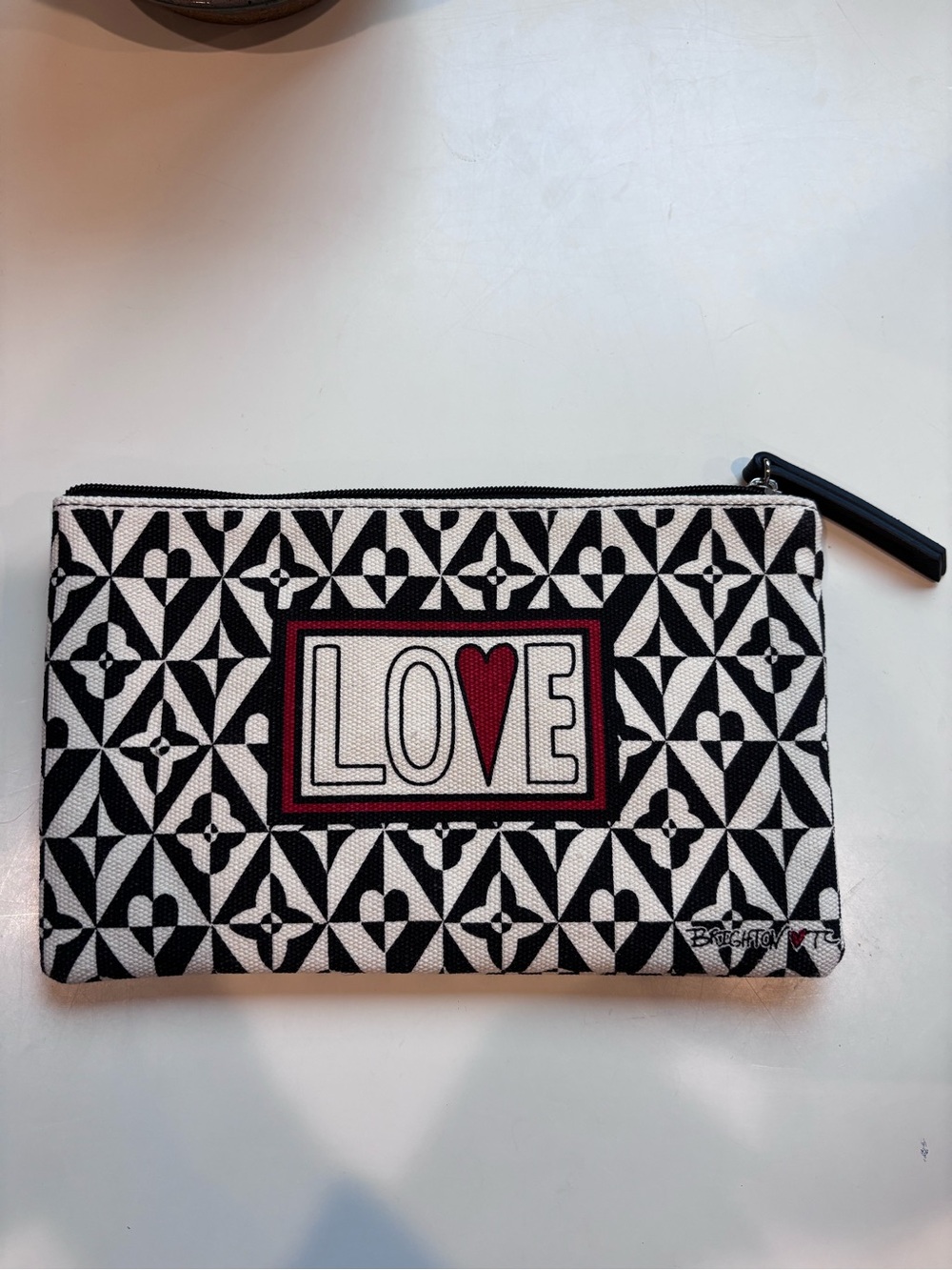 Brighton Black White Canvas 'LOVE' Cosmetic Pouch with Red Accent